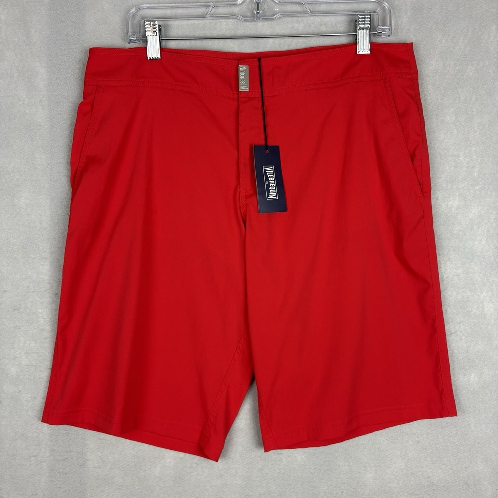 NWT Vilebrequin Swim Trunks Men’s XL Red 11” Mesh Lined Beach Surf Board Shorts